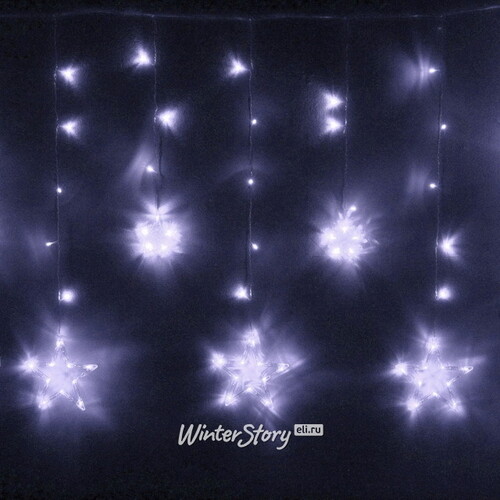 Светодиодная гирлянда бахрома Звезды 2.5*0.9 м, 138 холодных белых LED ламп, прозрачный ПВХ, контроллер, IP20 Serpantin