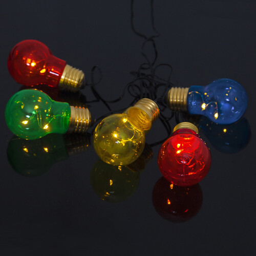 Ретро гирлянда на батарейках Glow 5 разноцветных лампочек, 1 м, черный ПВХ, IP44 Star Trading