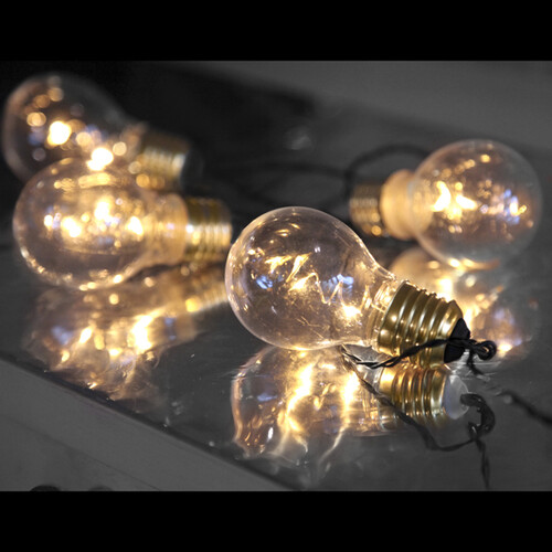 Ретро гирлянда на батарейках Glow 5 прозрачных лампочек с теплым белым светом, 1 м, черный ПВХ, IP44 Star Trading