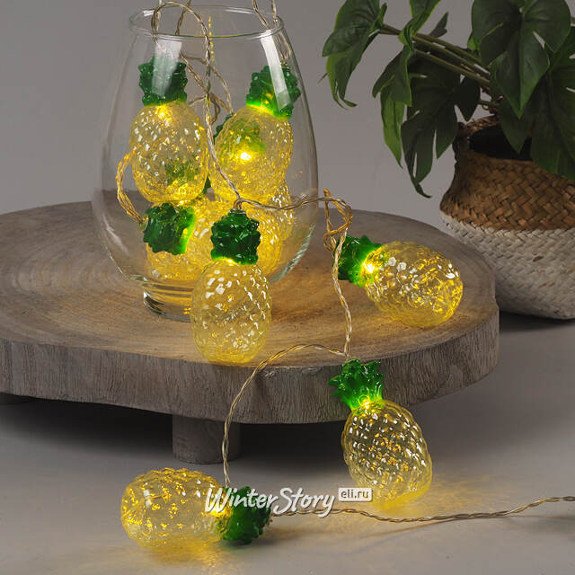 Светодиодная гирлянда на батарейках Ананасы 1.8 м, 10 теплых белых ламп, прозрачный ПВХ, IP20 Star Trading