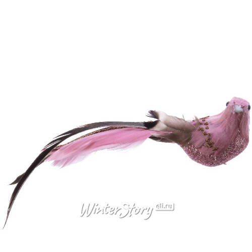 Елочное украшение Женевская пташка 15 см ярко-розовая, клипса Kaemingk