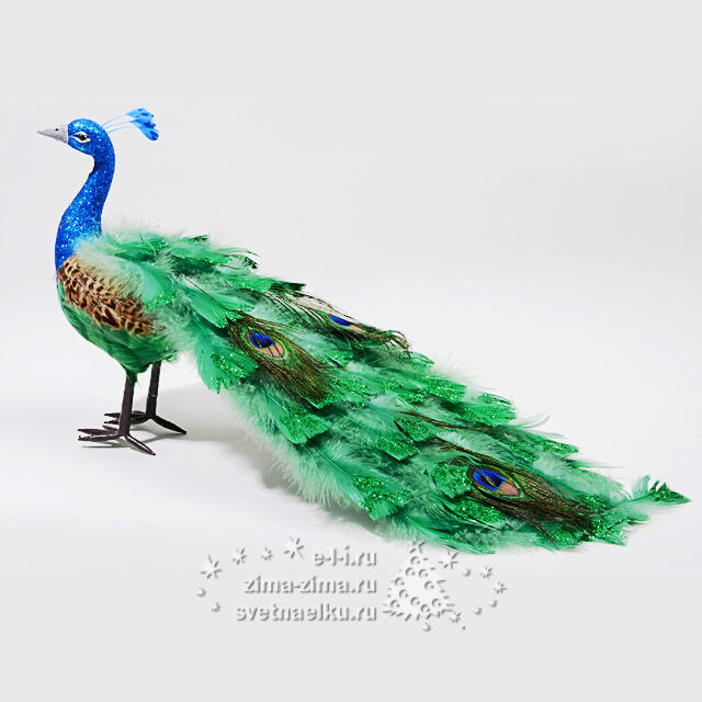 Украшение "Павлин сказочный" с перьями и блестками, 55*25 см Kaemingk