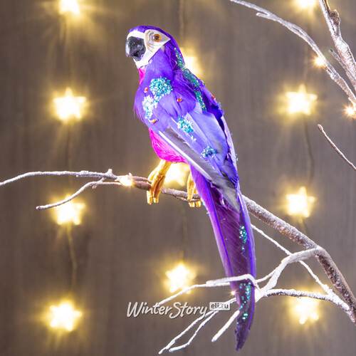 Декоративная фигура Королевский попугай Доменико 34 см фиолетово-розовый Kaemingk
