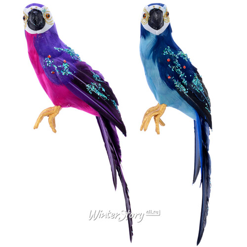 Декоративная фигура Королевский попугай Доменико 34 см сине-голубой Kaemingk