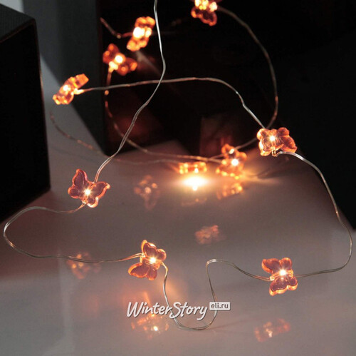 Светодиодная гирлянда на батарейках Розовые Бабочки 1.1 м, 12 теплых белых LED ламп, серебряная проволока, IP20 Star Trading