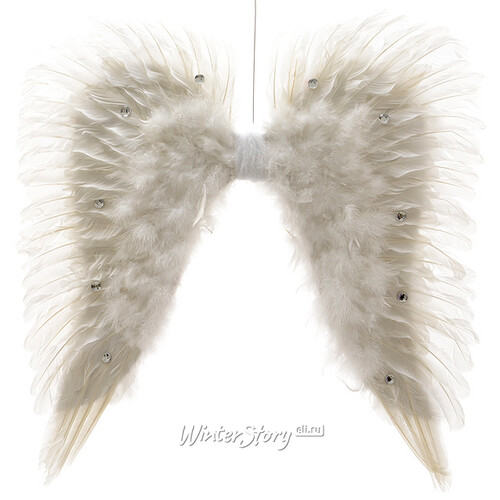 Украшение Крылышки Ангельские 66*63 см, белый, перья, стразы Kaemingk