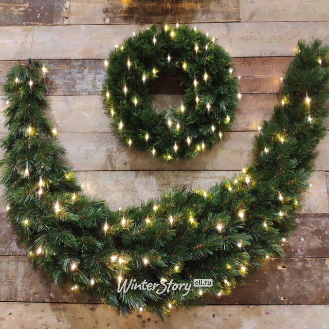 Венок с лампочками Лесная Красавица 90 см, 96 теплых белых LED ламп, ЛЕСКА Triumph Tree