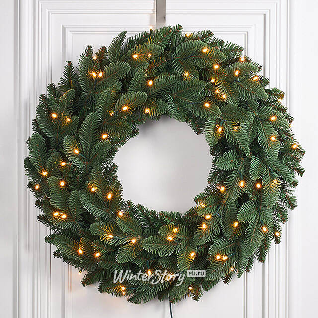 Венок с лампочками Нормандия 60 см, 72 теплых белых LED ламп,  ЛИТАЯ + ПВХ Triumph Tree