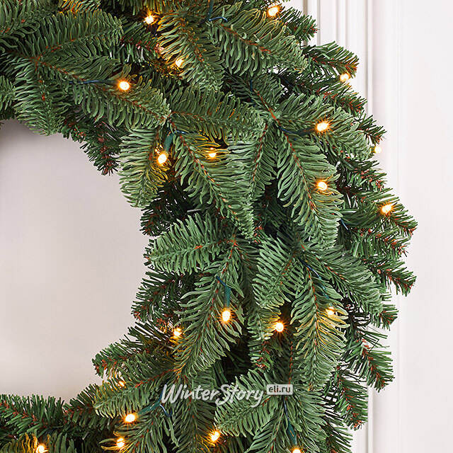Венок с лампочками Нормандия 60 см, 72 теплых белых LED ламп,  ЛИТАЯ + ПВХ Triumph Tree