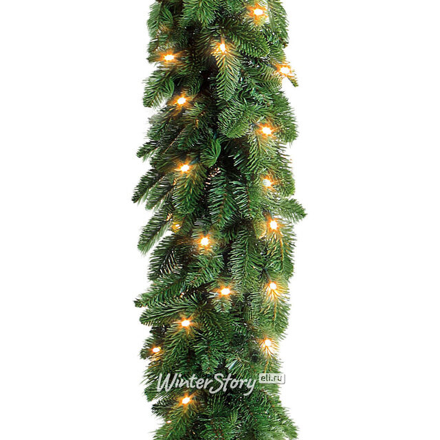 Хвойная гирлянда с лампочками Нормандия 180*33 см, 72 теплых белых LED ламп, ЛИТАЯ + ПВХ Triumph Tree