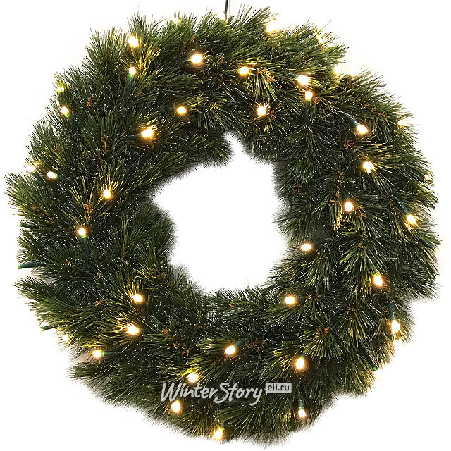 Венок с лампочками Лесная Красавица 90 см, 96 теплых белых LED ламп, ЛЕСКА Triumph Tree