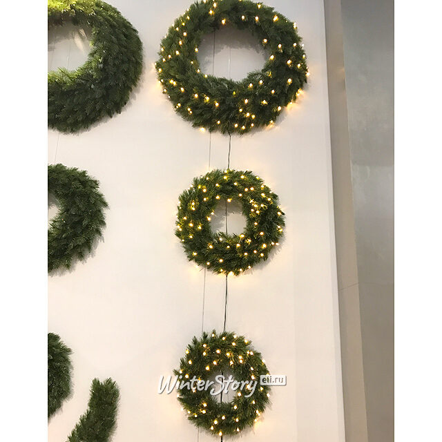 Венок с лампочками Лесная Красавица 90 см, 96 теплых белых LED ламп, ЛЕСКА Triumph Tree