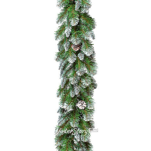 Хвойная гирлянда Императрица заснеженная с шишками 180*30 см, ПВХ Triumph Tree
