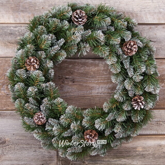 Венок Императрица заснеженная с шишками 90 см, ПВХ Triumph Tree