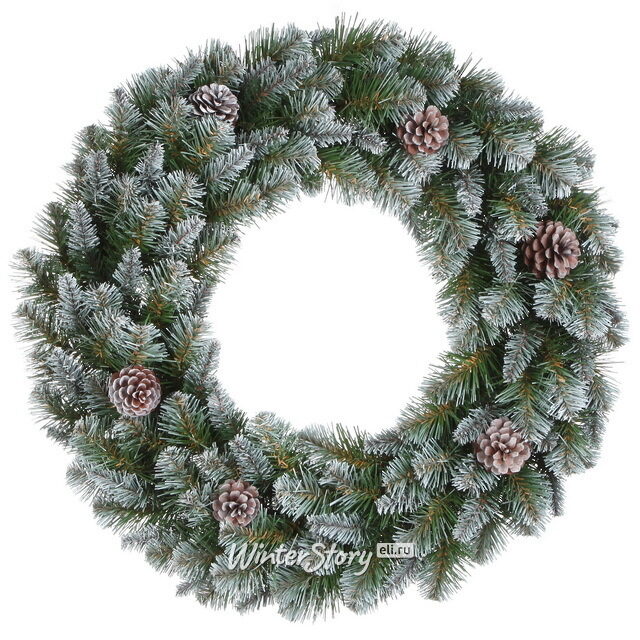 Венок Императрица заснеженная с шишками 90 см, ПВХ Triumph Tree