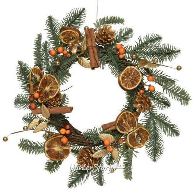 Новогодний венок для свечи Gluhwein 40 см Kaemingk