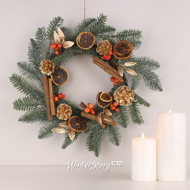 Новогодний венок для свечи Gluhwein 40 см Kaemingk