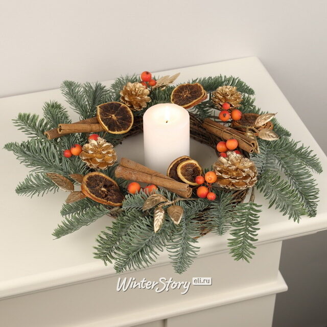 Новогодний венок для свечи Gluhwein 40 см Kaemingk