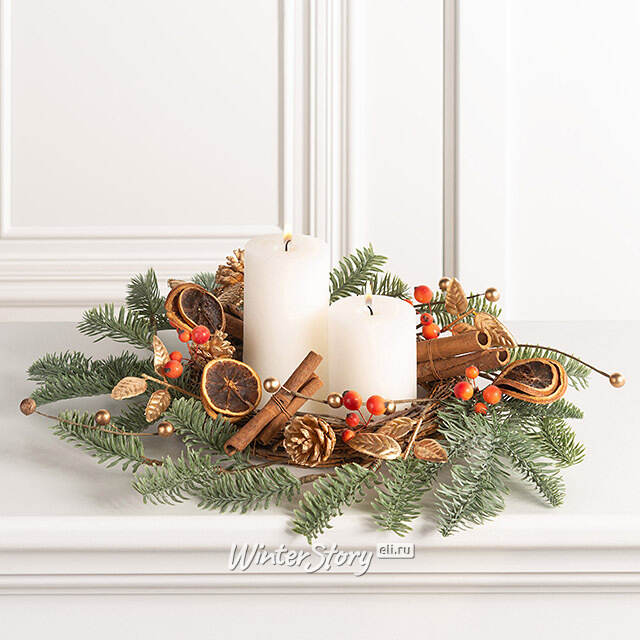 Новогодний венок для свечи Gluhwein 40 см Kaemingk