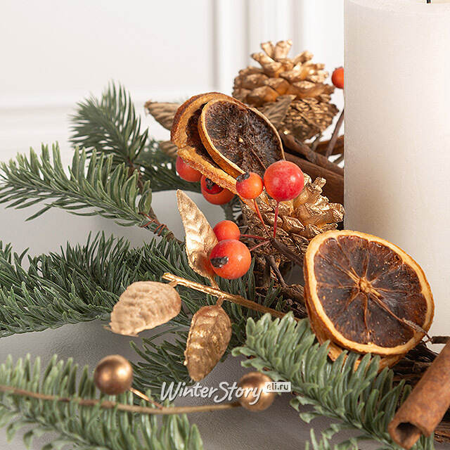 Новогодний венок для свечи Gluhwein 40 см Kaemingk