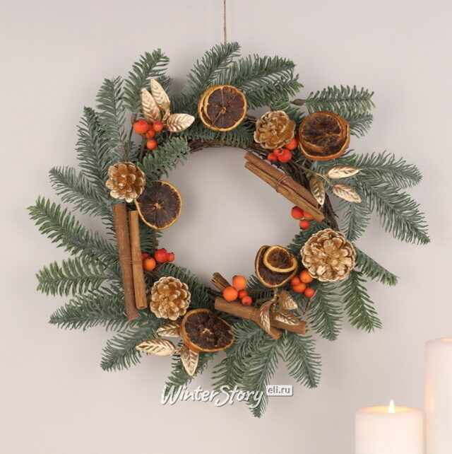 Новогодний венок Gluwein 40 см Kaemingk