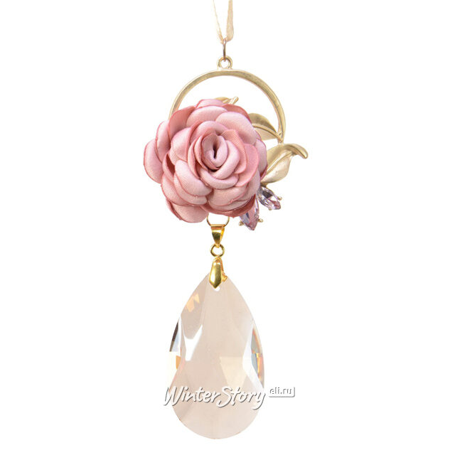 Елочное украшение Роза - Yvonne Rabier 15 см нежно-розовая, подвеска Kaemingk
