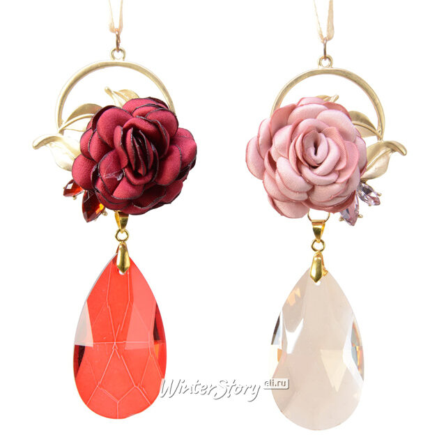 Елочное украшение Роза - Yvonne Rabier 15 см нежно-розовая, подвеска Kaemingk