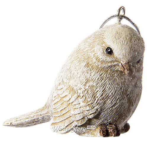 Елочная игрушка Зимняя Птичка 7 см, хвостик вниз и смотрит вниз, подвеска Lang