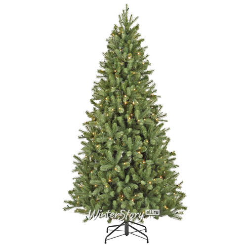 Искусственная елка с лампочками Снежная Королева 230 см, 320 теплых белых ламп, ЛИТАЯ + ПВХ Black Box