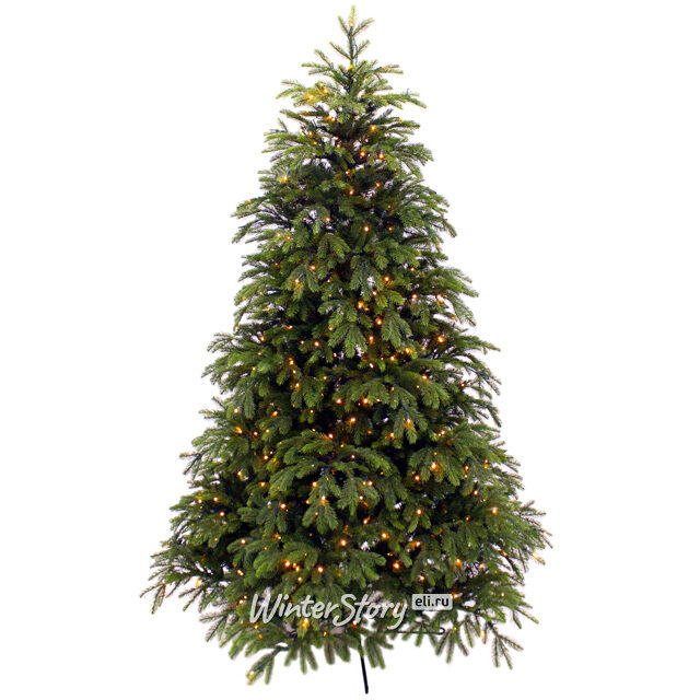 Искусственная елка с лампочками Коттеджная 260 см, 672 теплые белые лампы, ЛИТАЯ + ПВХ Black Box