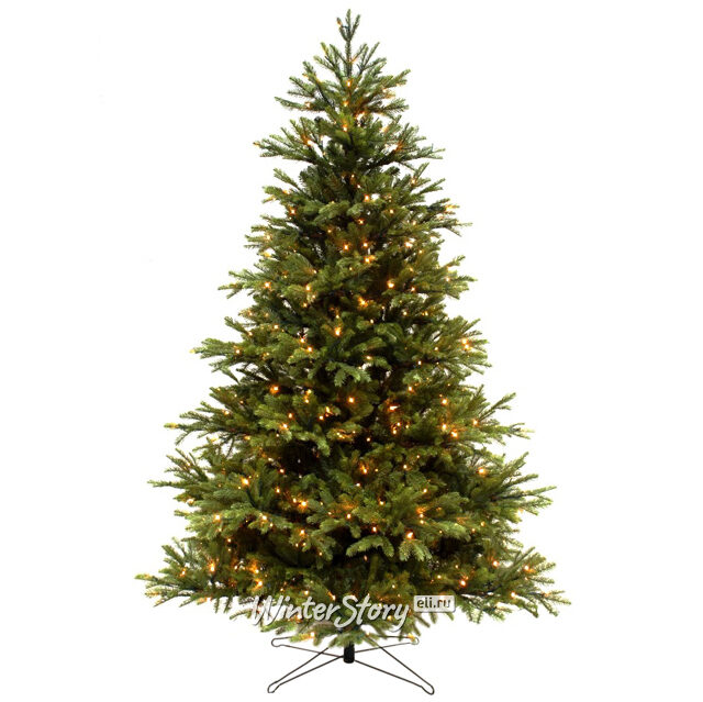 Искусственная елка с лампочками Коттеджная 260 см, 672 теплые белые лампы, ЛИТАЯ + ПВХ Black Box