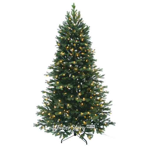 Искусственная елка с лампочками Швейцарская 230 см, 340 теплых белых ламп, ЛИТАЯ 100% Black Box