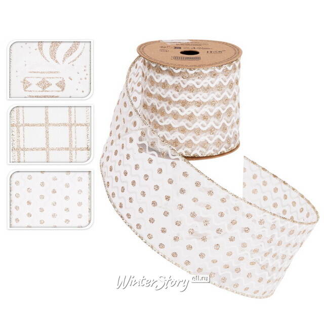 Декоративная лента Новогодний Узор - Motif Mignon 270*6 см шампань Koopman