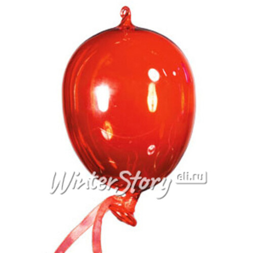 Стеклянная елочная игрушка Воздушный шар красный 13 см, подвеска Holiday Classics