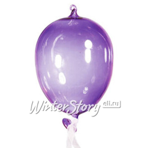 Стеклянная елочная игрушка Воздушный шар фиолетовый 13 см, подвеска Holiday Classics