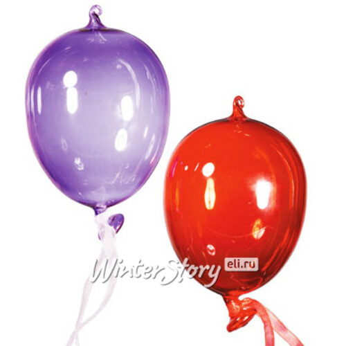 Стеклянная елочная игрушка Воздушный шар красный 13 см, подвеска Holiday Classics