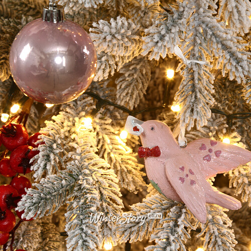 Искусственная елка с гирляндой и игрушками Финская: Зимняя Ягода заснеженная 210 см, 700 теплых белых LED, контроллер, ЛИТАЯ 100% Winter Deco