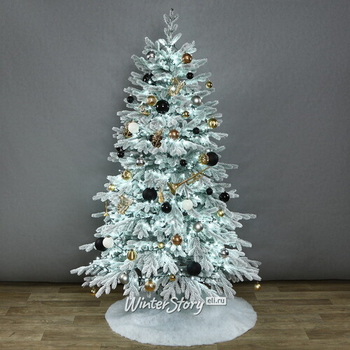 Искусственная елка с гирляндой и игрушками Финская: Christmas Jazz заснеженная 180 см, 540 холодных белых LED, контроллер, ЛИТАЯ 100% Winter Deco