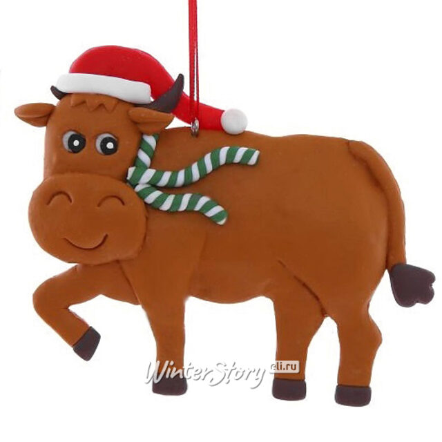 Елочная игрушка Бык Брюс 12 см, подвеска Снегурочка