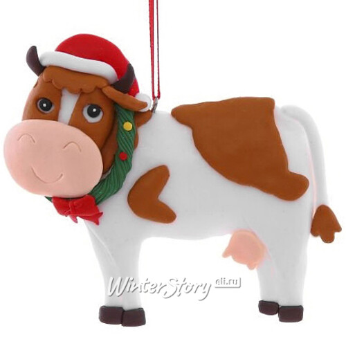 Елочная игрушка Корова Летиция 12 см, подвеска Снегурочка