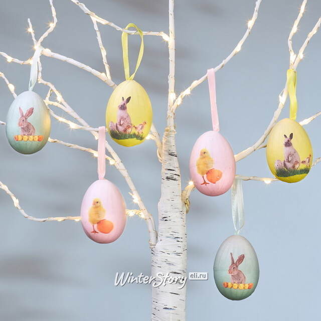 Пасхальные украшения Яйца - Пасхальный Кролик 7 см, 6 шт, подвеска Koopman