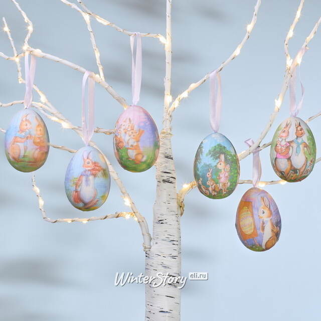 Пасхальные украшения Яйца - Cute Rabbits 7 см, 6 шт, подвеска Koopman