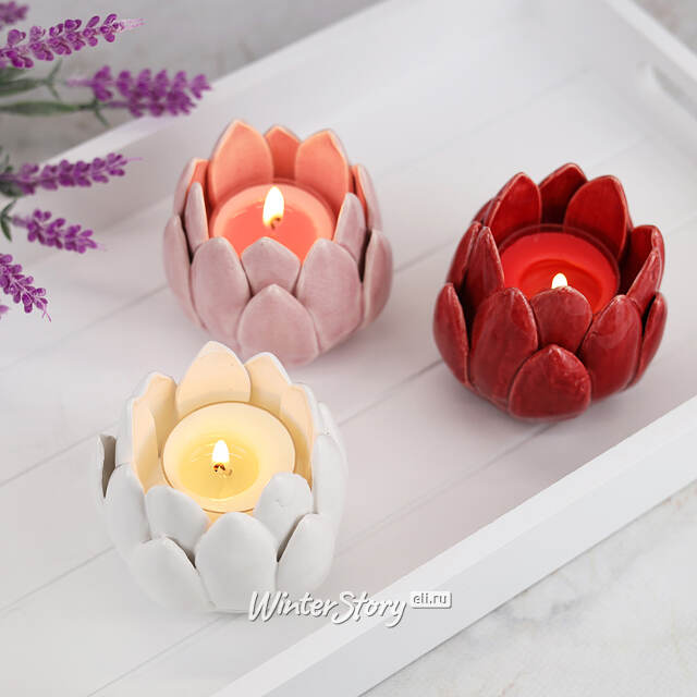 Керамический подсвечник Цветок Иммаколета 7 см пудрово-розовый Koopman