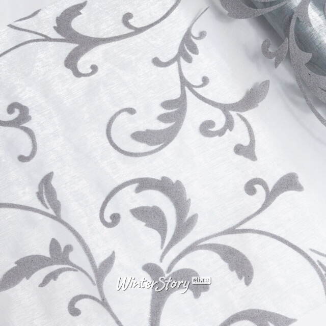 Ткань для декорирования 30*500 см серебряная, органза с флоком Koopman