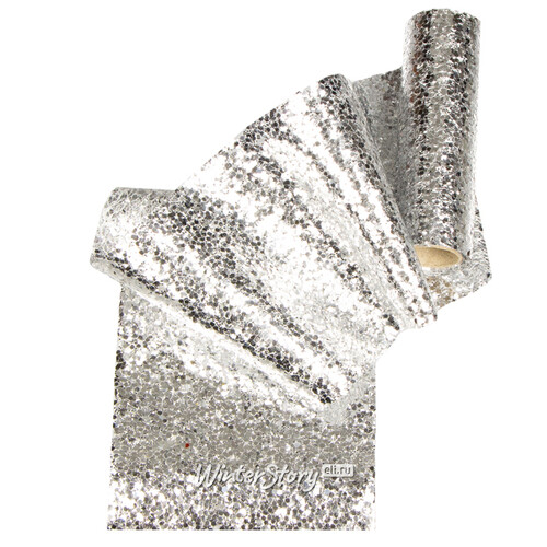 Декоративная лента с блестками Этталь 250*14 см серебряная Koopman