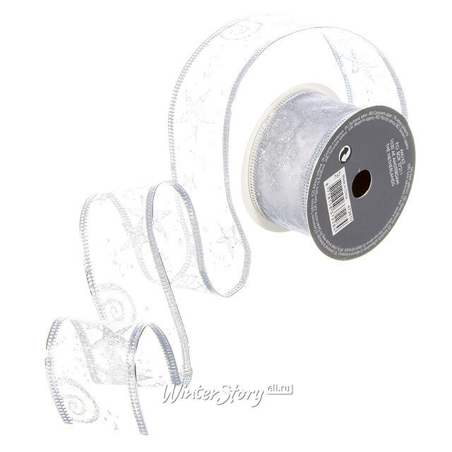 Новогодняя лента Звездочка белая 270*4 см органза Koopman