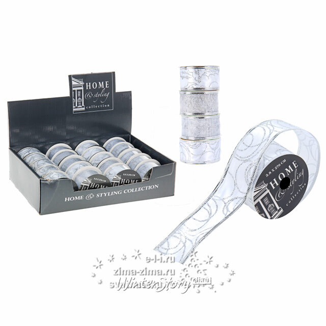 Новогодняя лента Звездочка белая 270*4 см органза Koopman