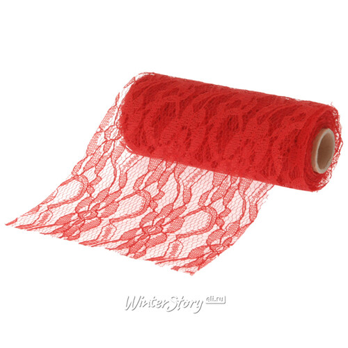 Декоративная лента Красное Цветочное Кружево 12*500 см Koopman