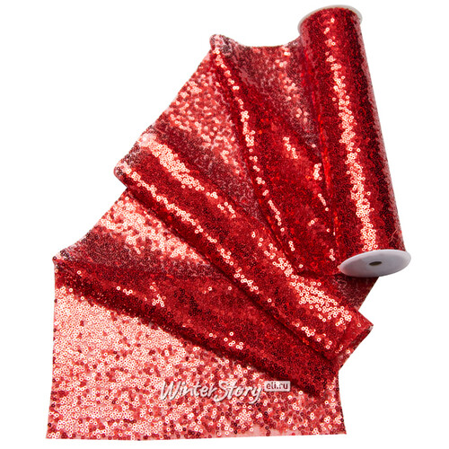 Ткань для декора Вивиан с пайетками 25*250 см красная Koopman