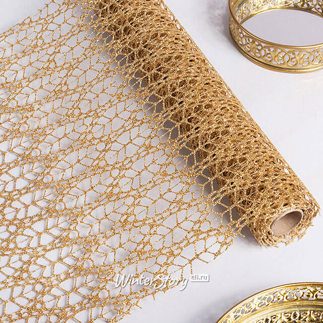 Ткань для декора Ажурная Сетка Savannah 28*150 см золотая Koopman
